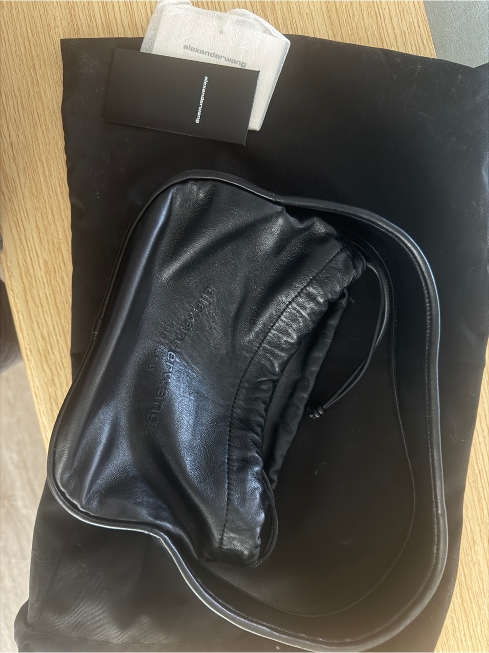 Alexander Wang Black Leather Belt Bag with Ruched Detail